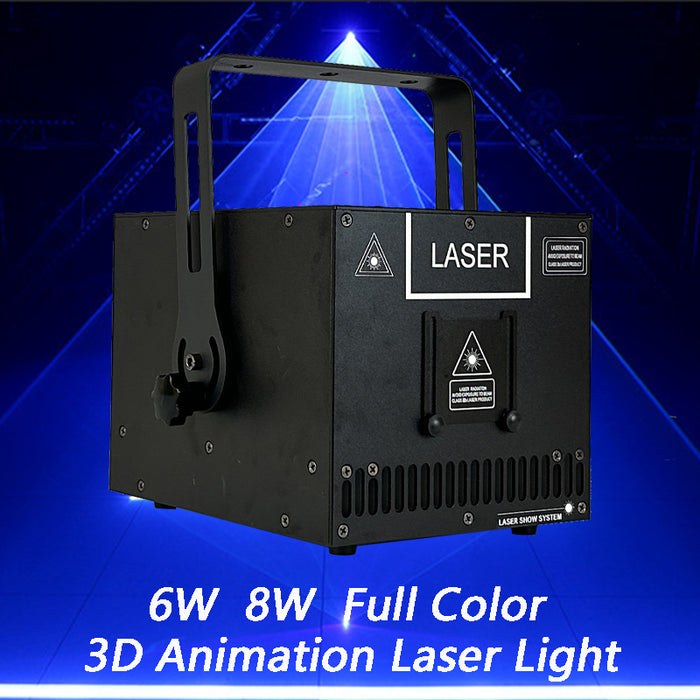 ILDA 3D Animation Laser Beam Projector 6W 8W RGB with Interlocking Remote Control Scanner Stage Lighting for Club Party Dj Disco