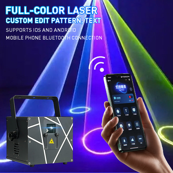 3W 4W 5W laser RGB 3D animation projector app-controlled Bluetooth DMX DJ party disco dance wedding performance stage lighting