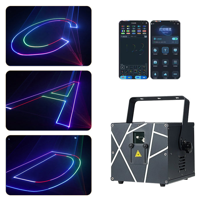 3W 4W 5W laser RGB 3D animation projector app-controlled Bluetooth DMX DJ party disco dance wedding performance stage lighting