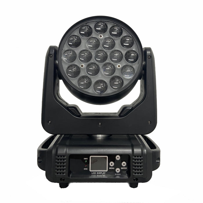 LED Moving Head Light 4-in-1 19x15W RGBW Zoom Lighting DXM is suitable for DJ Disco Bar Party Christmas Stage Lighting Equipment